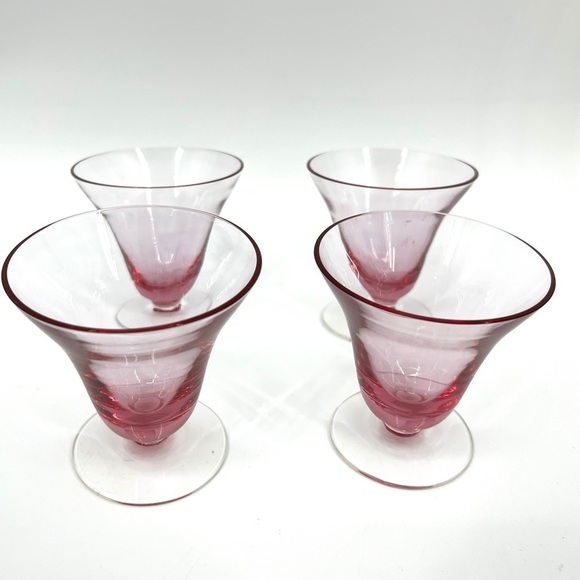 TIFFIN-FRANCISCAN Wisteria Pink Dessert Water Fruit Cocktail Glass Cups Set of 4 - Picture 4 of 16